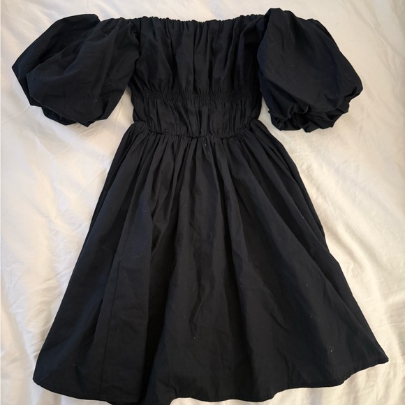 Abercrombie & Fitch Black off shoulder puff sleeve Mini Dress - Picture 7 of 8